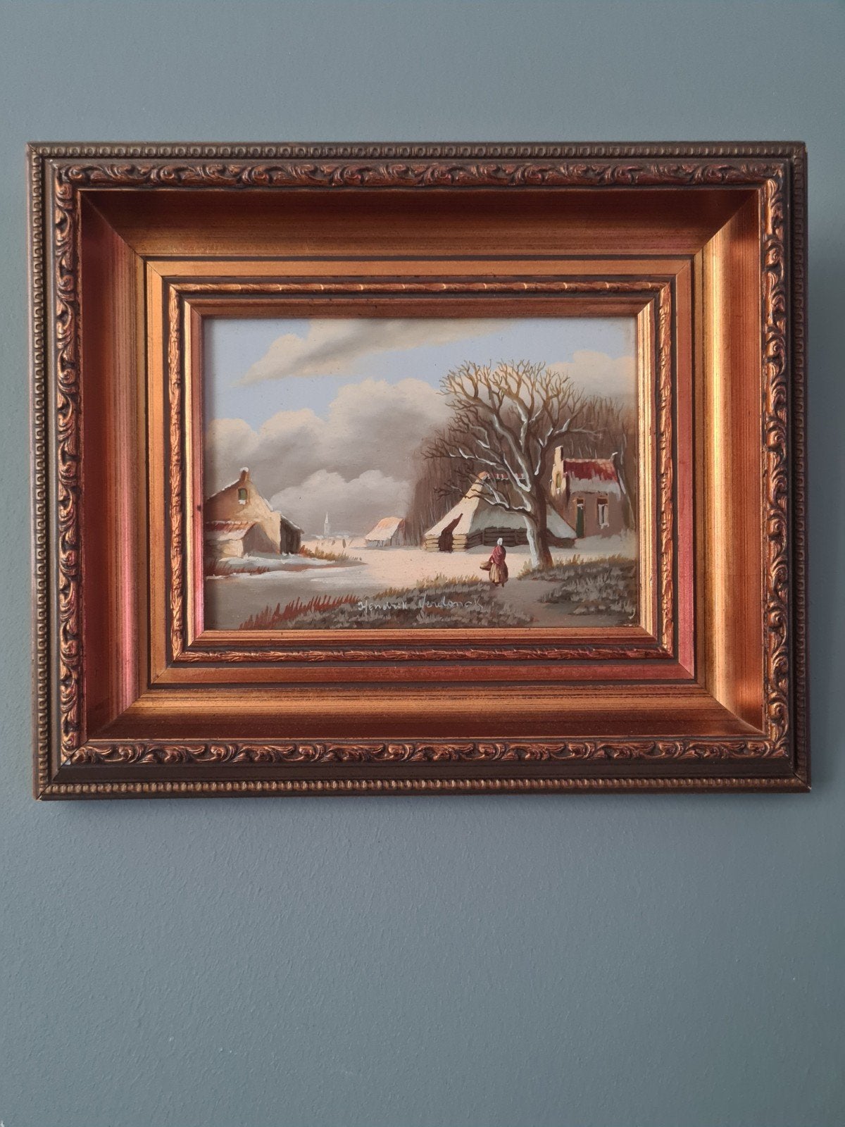 Schilderij gesigneerd met stempel - Winterlandschap, Ophalen