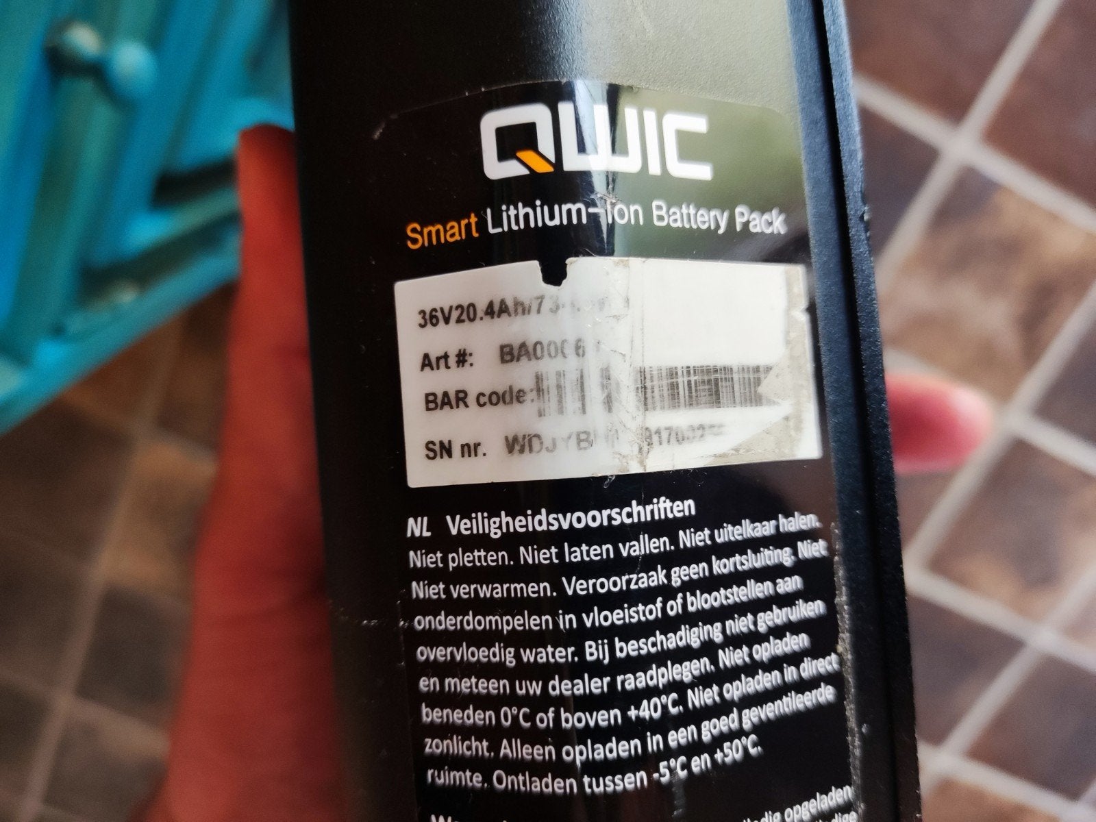 Qwic batterij 735Wh Art.no A00061? Defect, Ophalen, Gebruikt