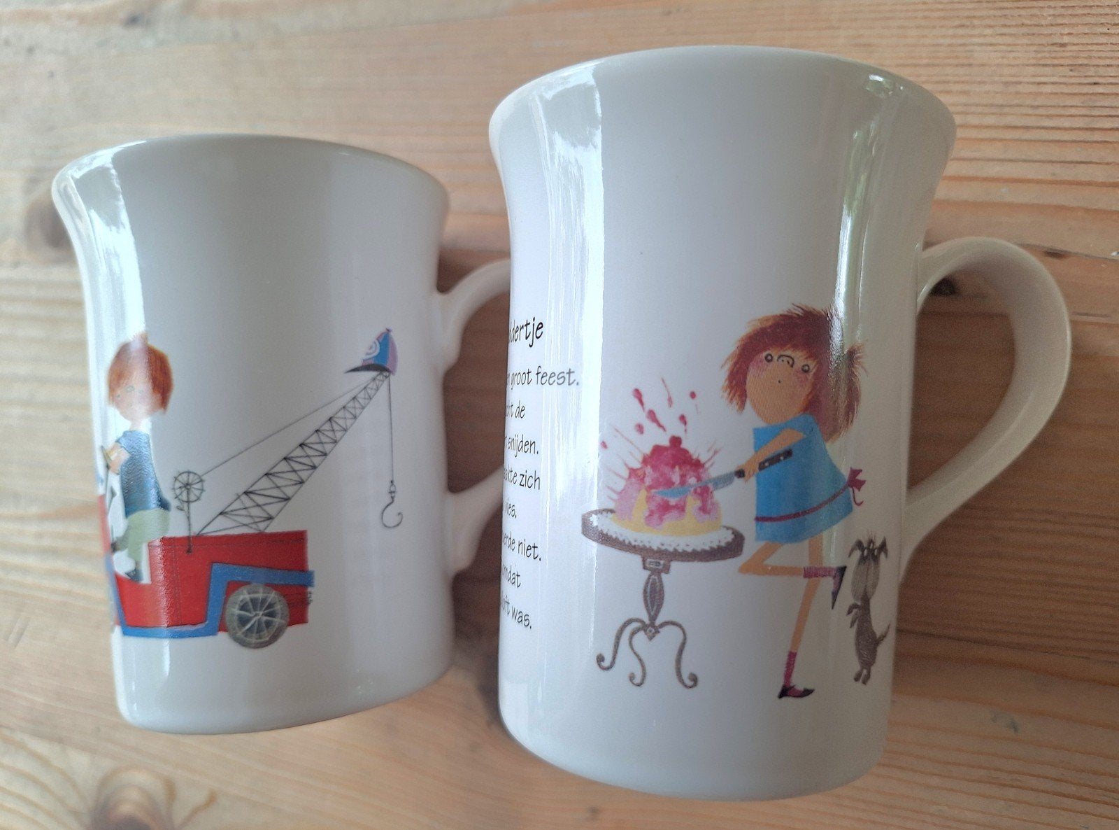 Pluk van de Petteflet en Floddertje mokken - Staffordshire, Gebruikt, Overige merken, Keramiek, Vintage