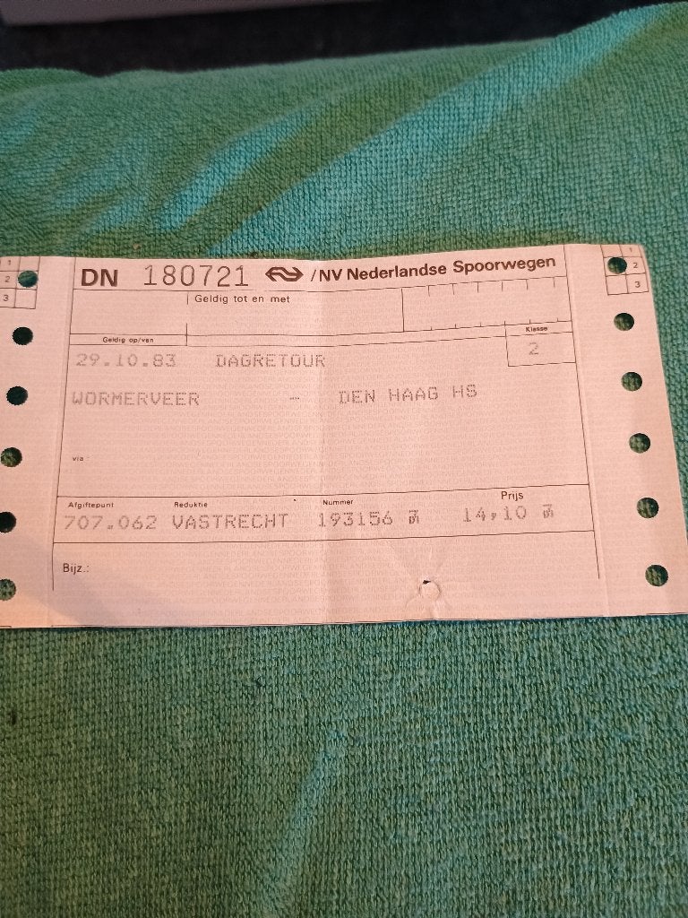 Treinkaartje 1983, Verzenden, Gebruikt, Trein, Kaart of Prent