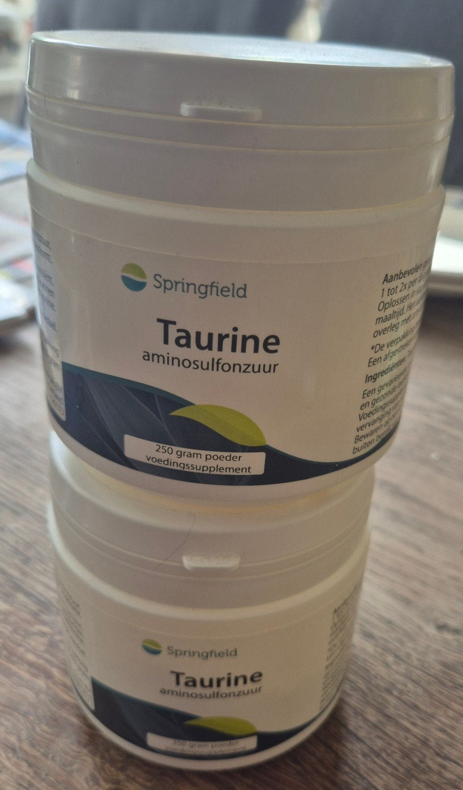 nieuw: 2 potten TAURINE van springfield, Sport en Fitness, Ophalen of Verzenden, Nieuw, Poeder of Drank