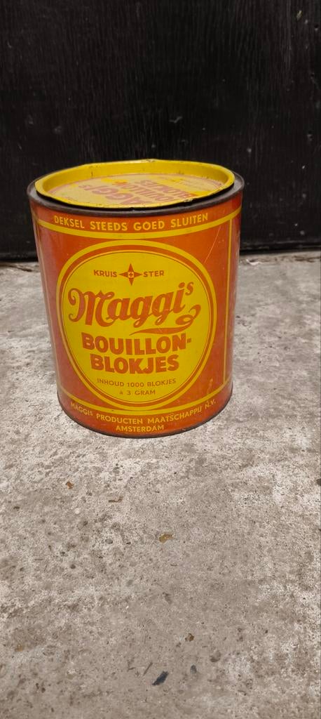 Vintage Maggi Bouillon Blokjes Blik - Verzamelobject, Ophalen of Verzenden, Gebruikt, Verpakking