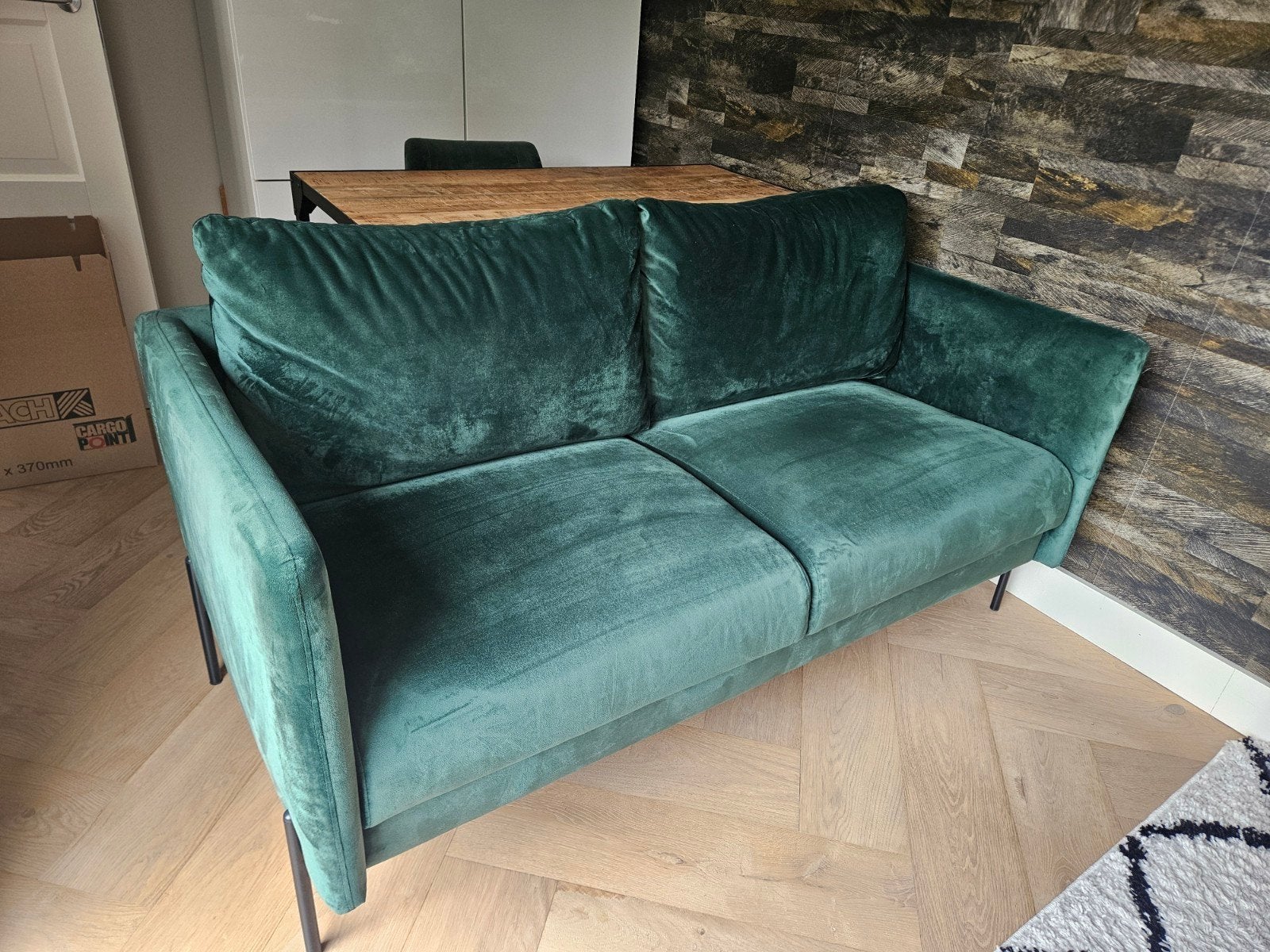 Bank velvet groen, Ophalen, Zo goed als nieuw, 75 tot 100 cm, Eenpersoons