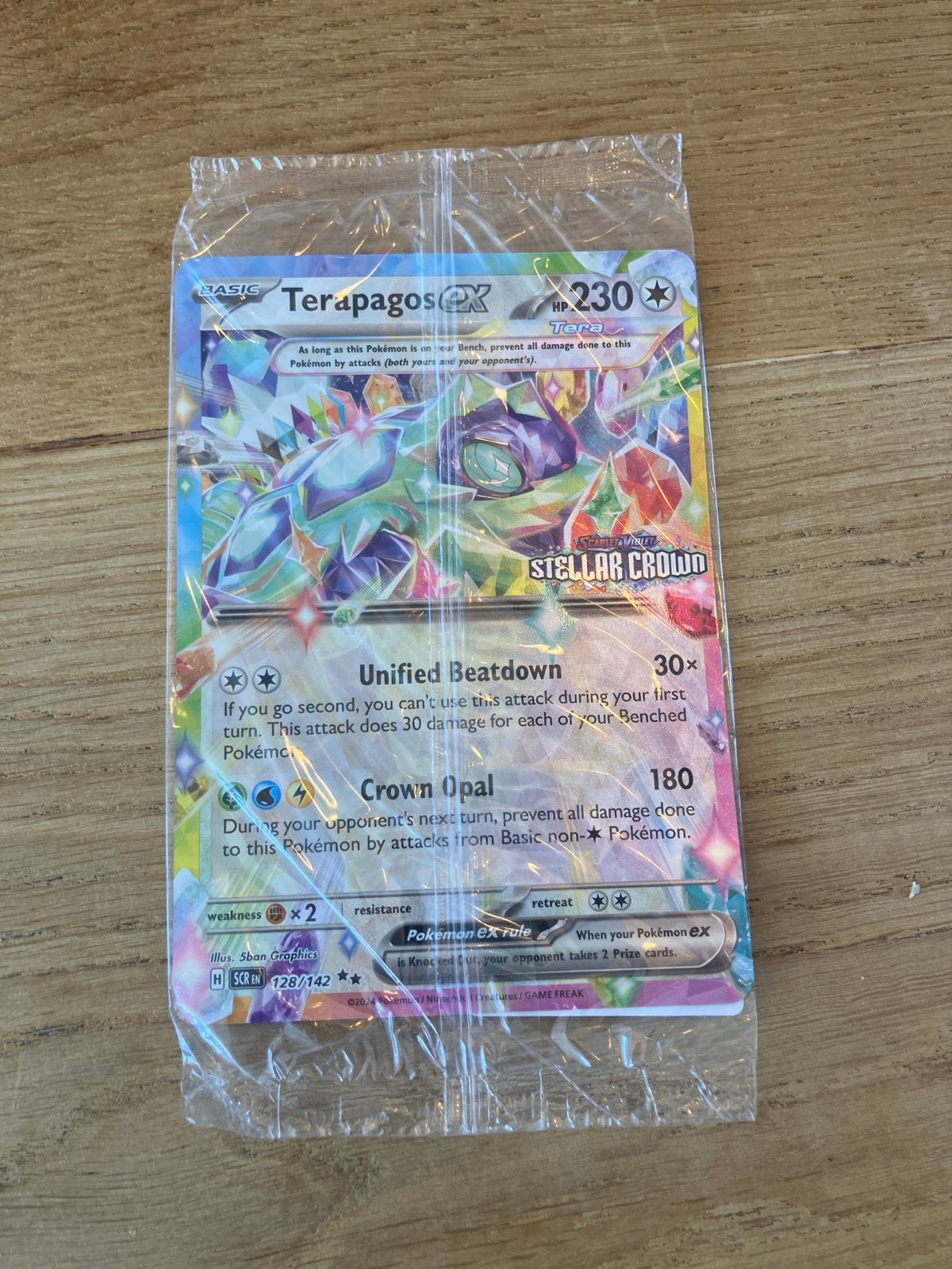 Terapagos ex (grote kaart) - Stellar Crown 128/142, Ophalen, Nieuw, Losse kaart, Foil