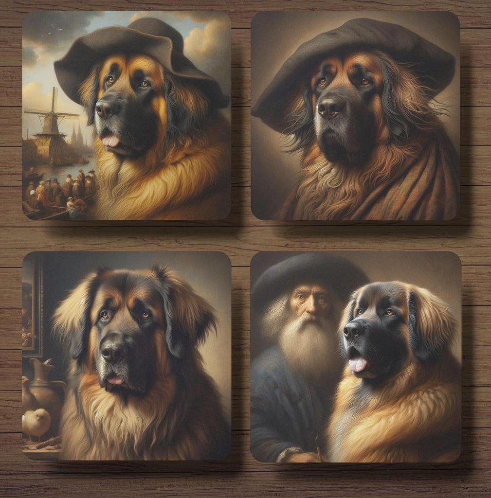 Leonberger Rembrandt stijl onderzetters met houder, Ophalen of Verzenden, Nieuw