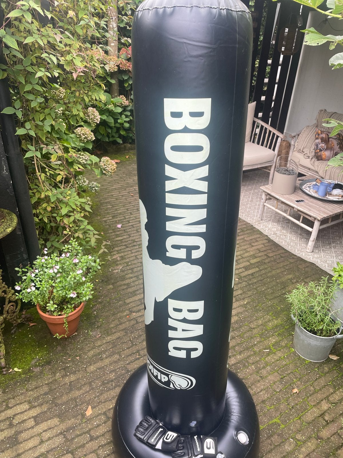 Opblaasbare Bokszak met Bokshandschoenen, Sport en Fitness, Ophalen of Verzenden, Zo goed als nieuw, Boksbal