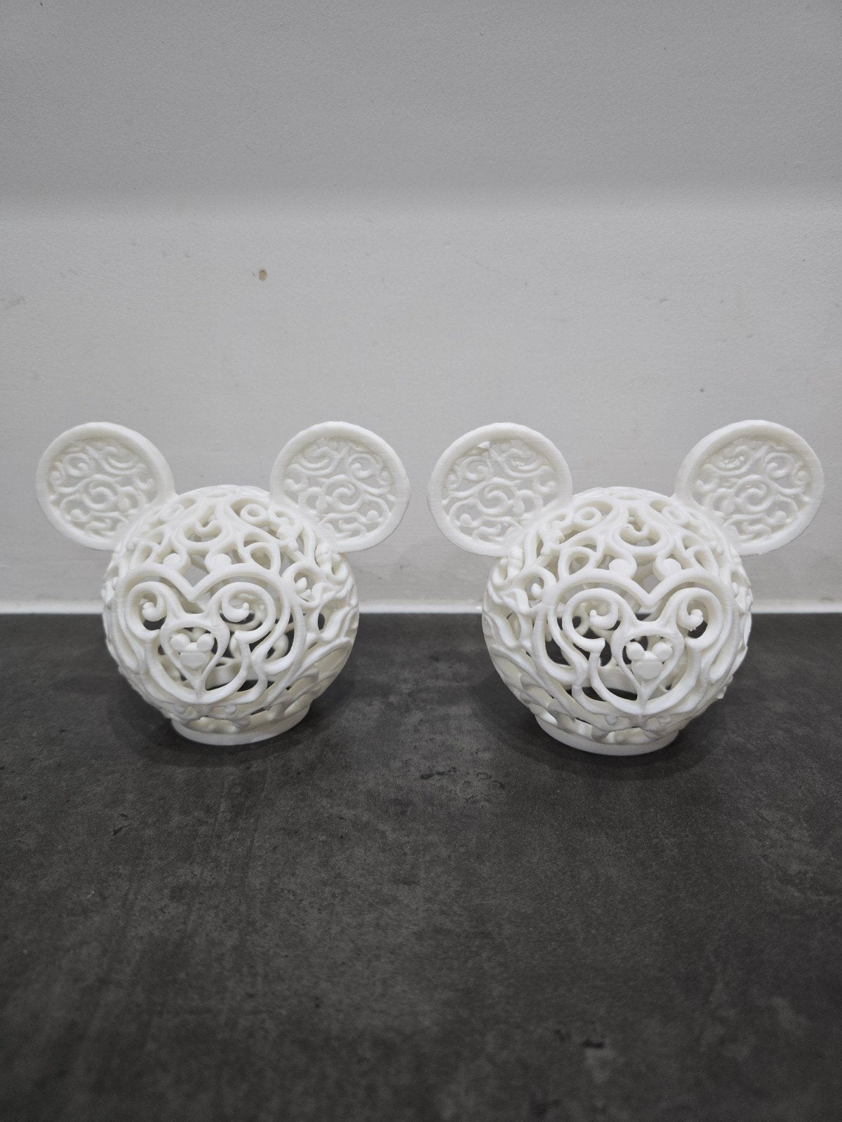 3D geprinte Mickey Mouse theelichthouders - Set van 2, Ophalen of Verzenden, Nieuw, Wit, Kunststof