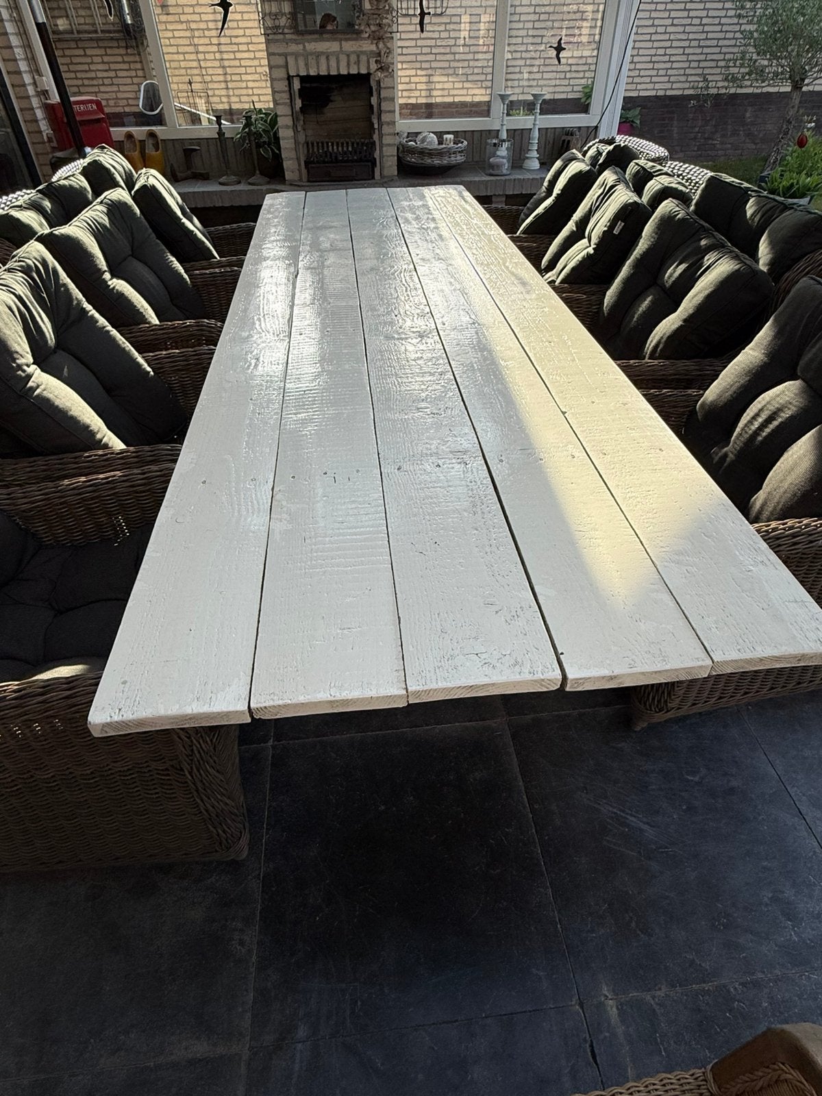 Steiger houten tuintafel 3x1 meter voor 8-12 personen, Ophalen, Zo goed als nieuw, Rechthoekig, Hout