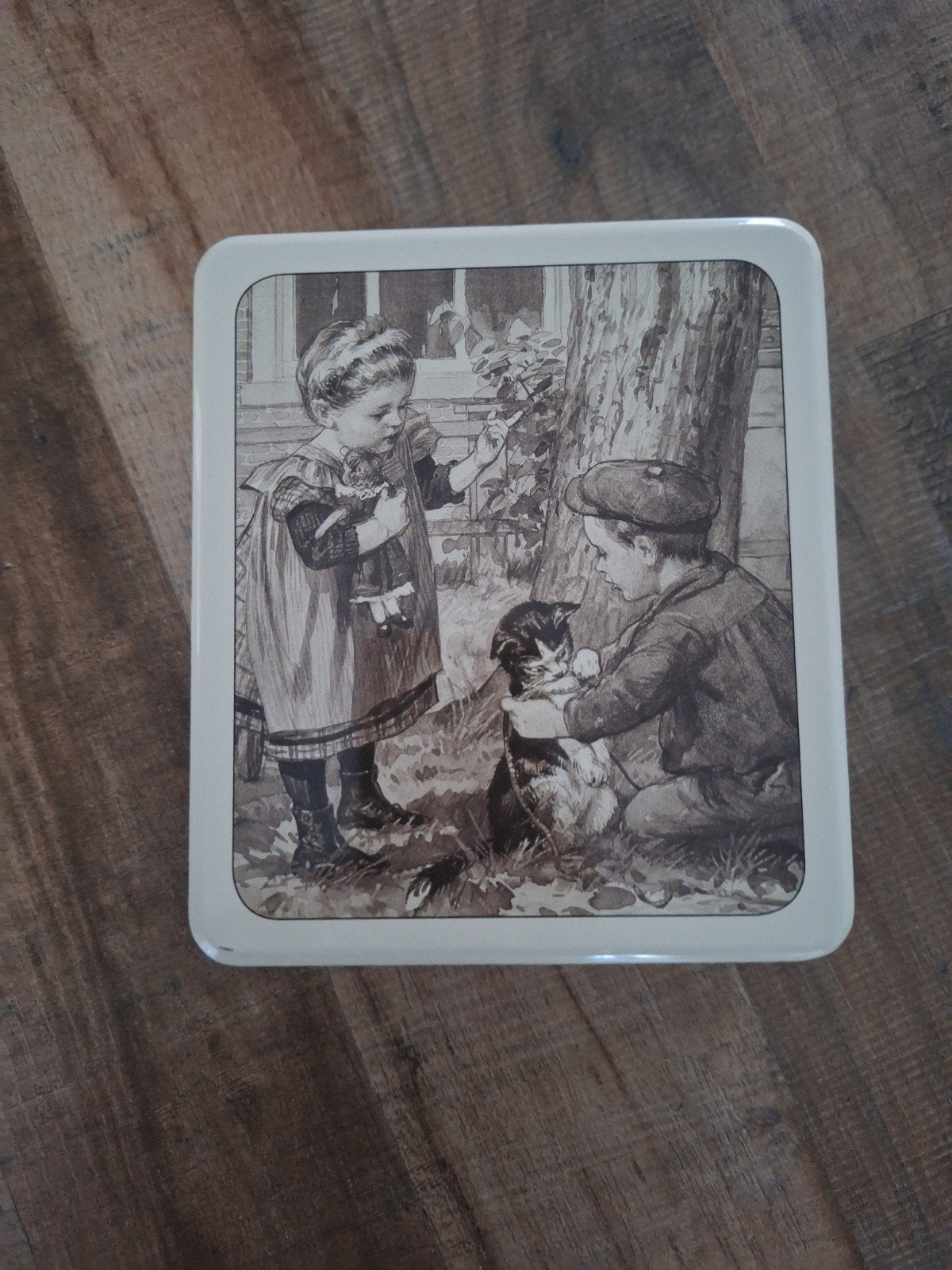 Vintage blikken trommel ot en sien, Verzamelen, Blikken, Ophalen of Verzenden, Gebruikt, Koek(jes), Overige merken