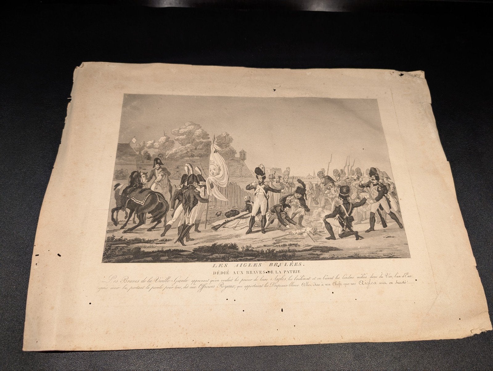 Antieke Gravure: Les Aigles Brulées - Napoleon, 1800 - 1899, Militair, Ophalen of Verzenden, Gravure