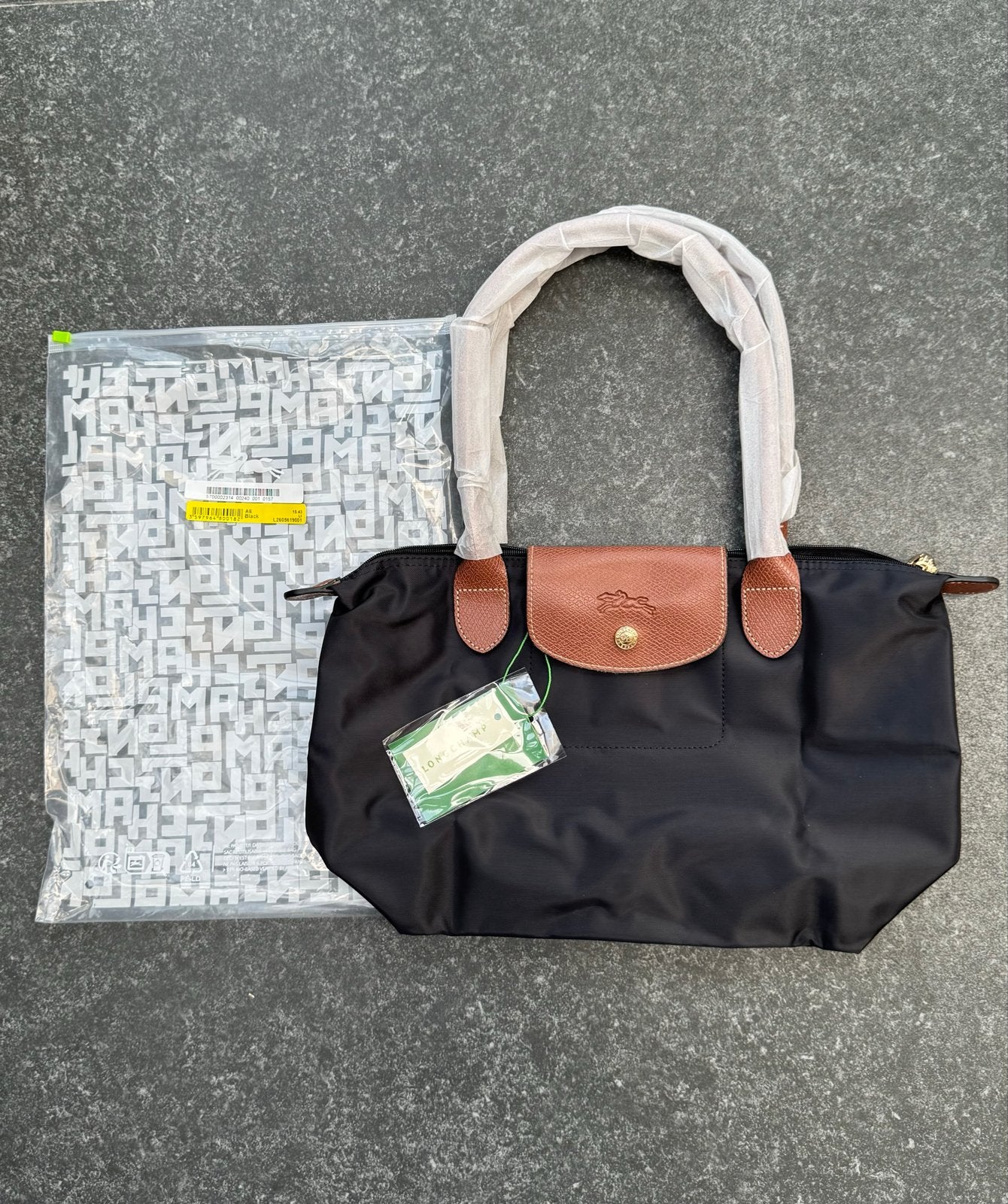 Longchamp Le Pliage - Size M en L - Black - New, Verzenden, Nieuw, Zwart, Schoudertasje
