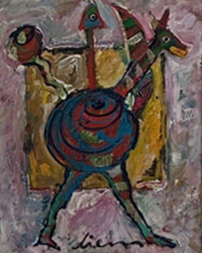 Peter Diem - "Mali Rider", Ophalen, Handgeschilderd, Acrylverf