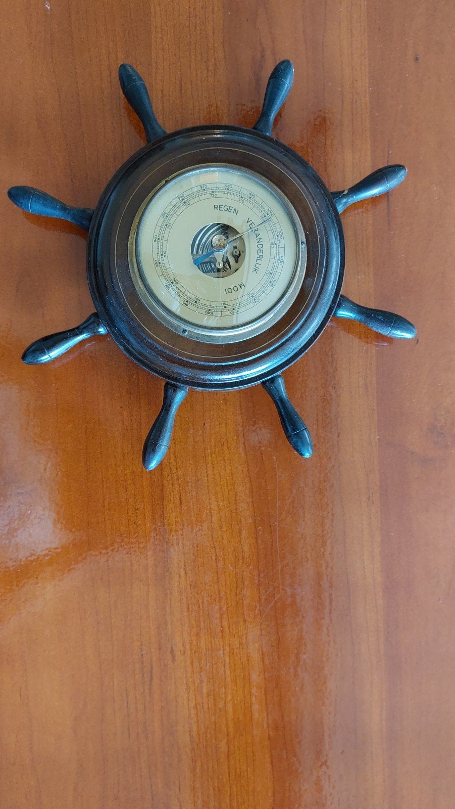 Vintage scheepsroer barometer - maritieme decoratie, Ophalen, Gebruikt