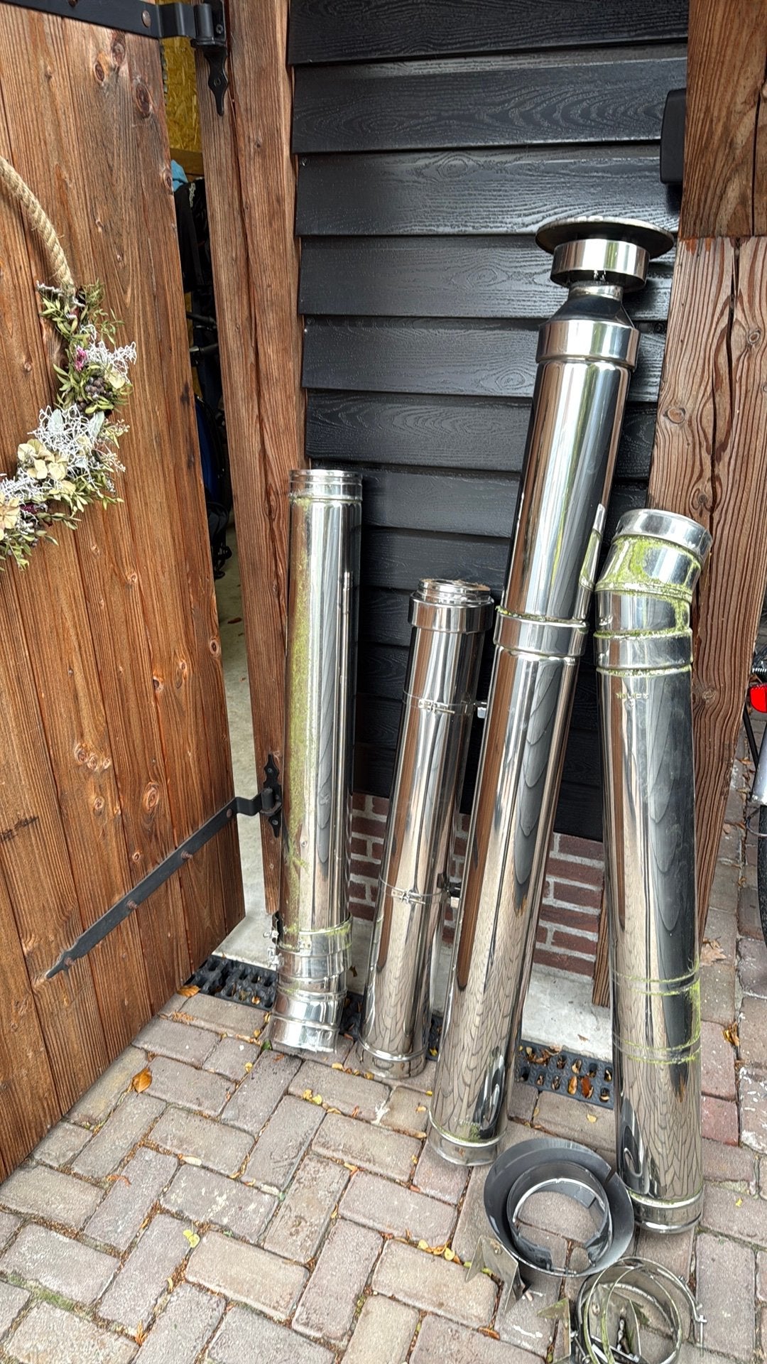 RVS dubbelwandig rookkanaal pelletkachel, Ophalen, Kachel, Zo goed als nieuw, 60 tot 150 cm