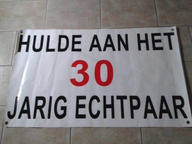 spandoek 30 jaar getrouwd te huur, Ophalen, Zo goed als nieuw, Geboorte of Huwelijk