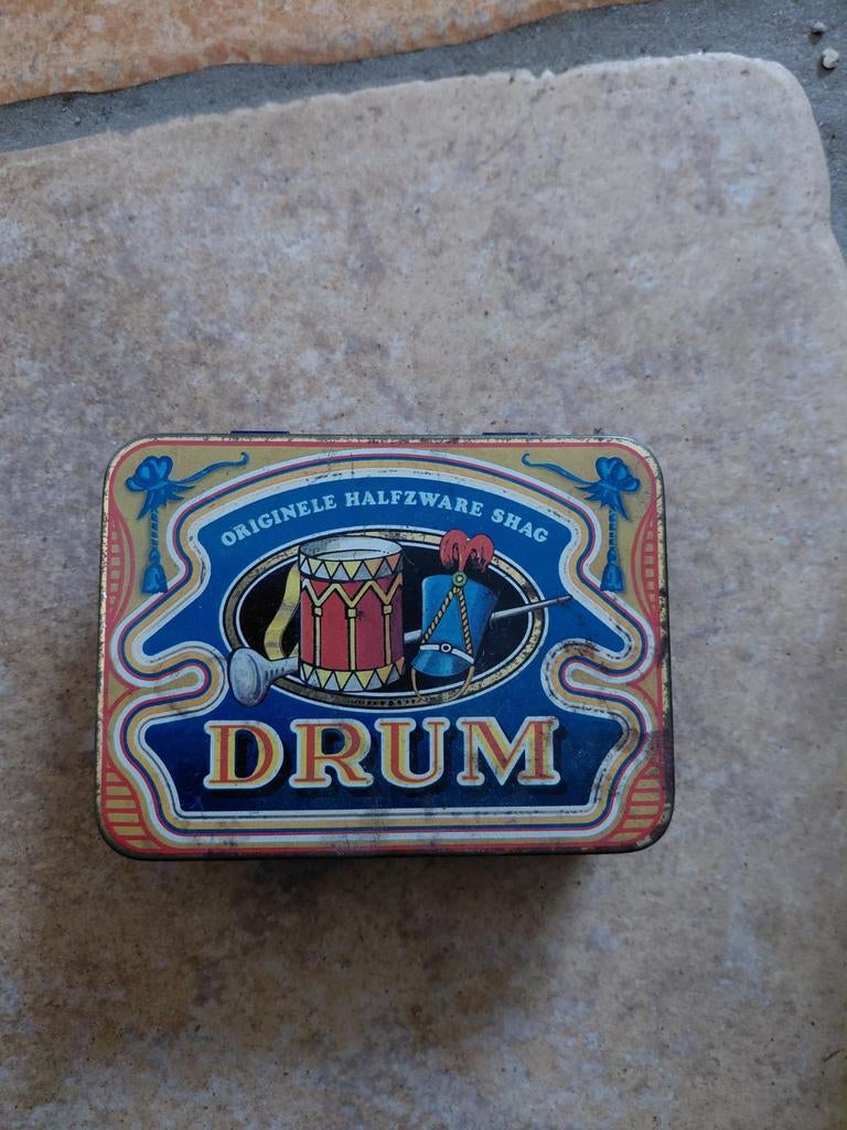Vintage Drum shag tabaksblikje - Originele Halfzware Shag, Verzamelen, Blikken, Ophalen of Verzenden