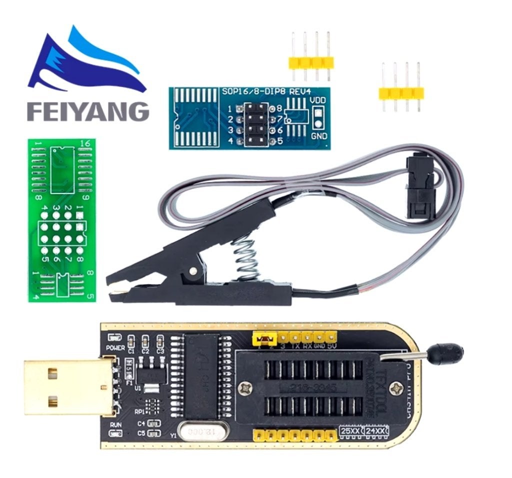 CH341A Flash USB Programmer + SOIC8 SOP8 Test Clip, Ophalen of Verzenden, Nieuw