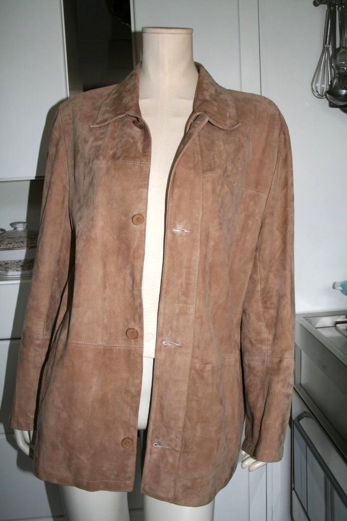 jas zomer leer suede beige nw 1298,- 54 erg mooi, Maat 52/54 (L), Verzenden, Beige, Zo goed als nieuw