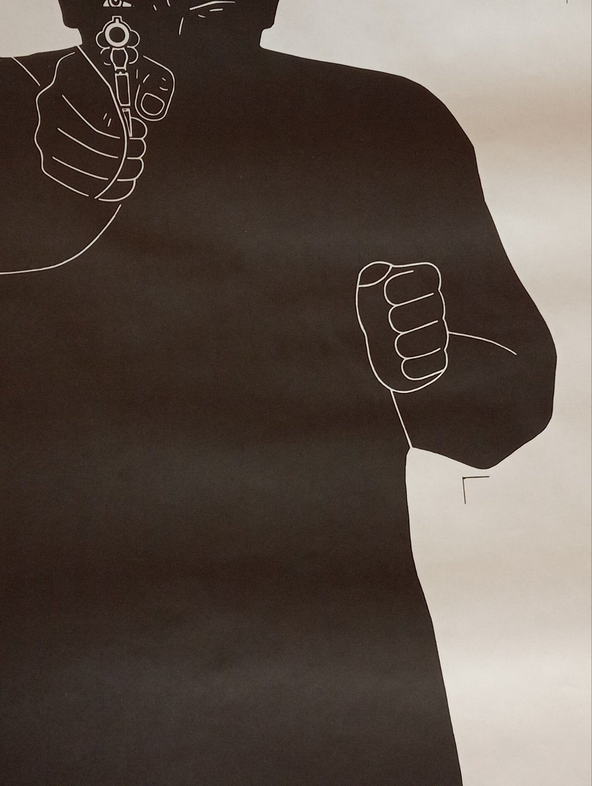 Schietbaan silhouet poster 120 x 65 cm., Ophalen of Verzenden, Gebruikt, A1 t/m A3, Film en Tv