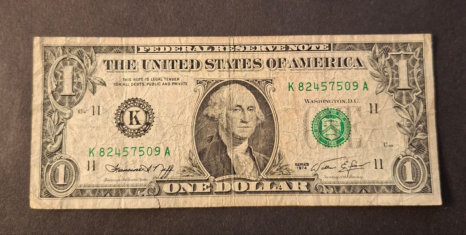 Amerikaans 1 Dollar Biljet - Serie 1974, Ophalen of Verzenden, Noord-Amerika, Los biljet