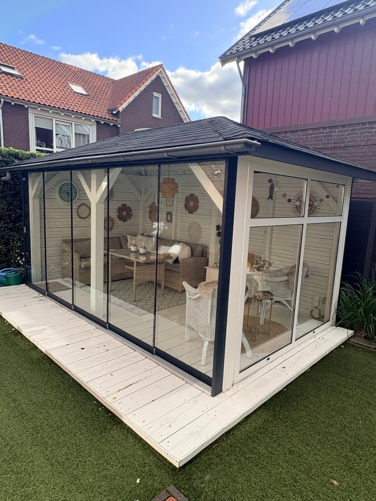 Sfeervolle tuinkamer met glazen schuifwanden – 4,40 x 2,65 m, Ophalen, 200 tot 400 cm, 250 tot 500 cm, Zo goed als nieuw