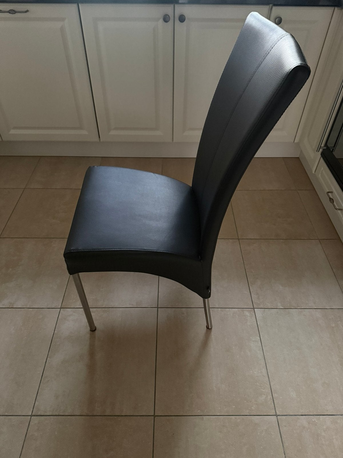 Leren stoelen kleur zwart, Ophalen, Gebruikt, Zwart, Leer