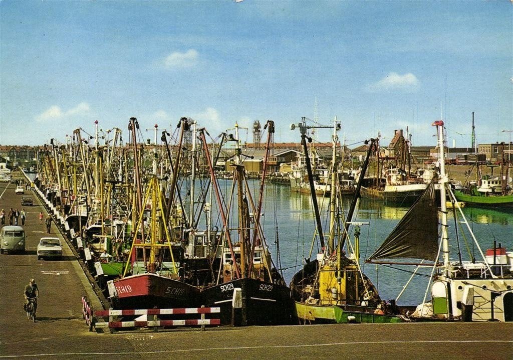 Scheveningen, Vissershaven - VW-bus - 1986 gelopen, Ophalen of Verzenden, 1980 tot heden, Gelopen, Zuid-Holland