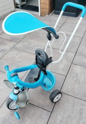 Leuke Kinder driewieler met duwstang / zonnescherm en gordel, Ophalen, Gebruikt, Overige typen