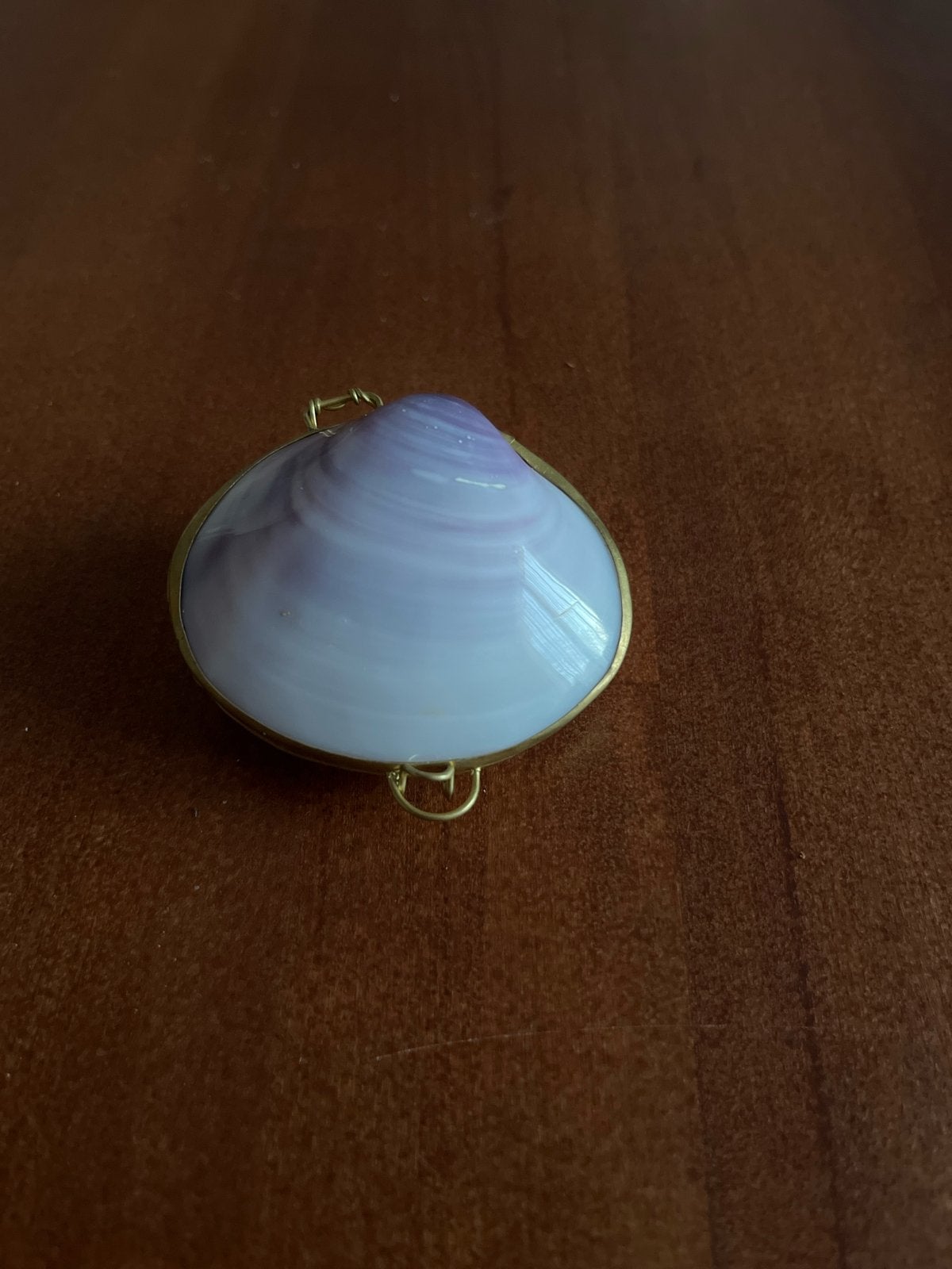 Vintage Schelpendoosje met Messing Rand – Paars/Lila, Verzamelen, Ophalen of Verzenden