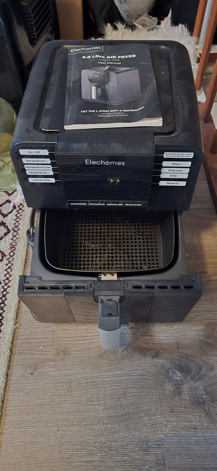 Elechomes 6.0 Liter Airfryer - Zwart, Ophalen, Elechomes, Elechomes, Zo goed als nieuw
