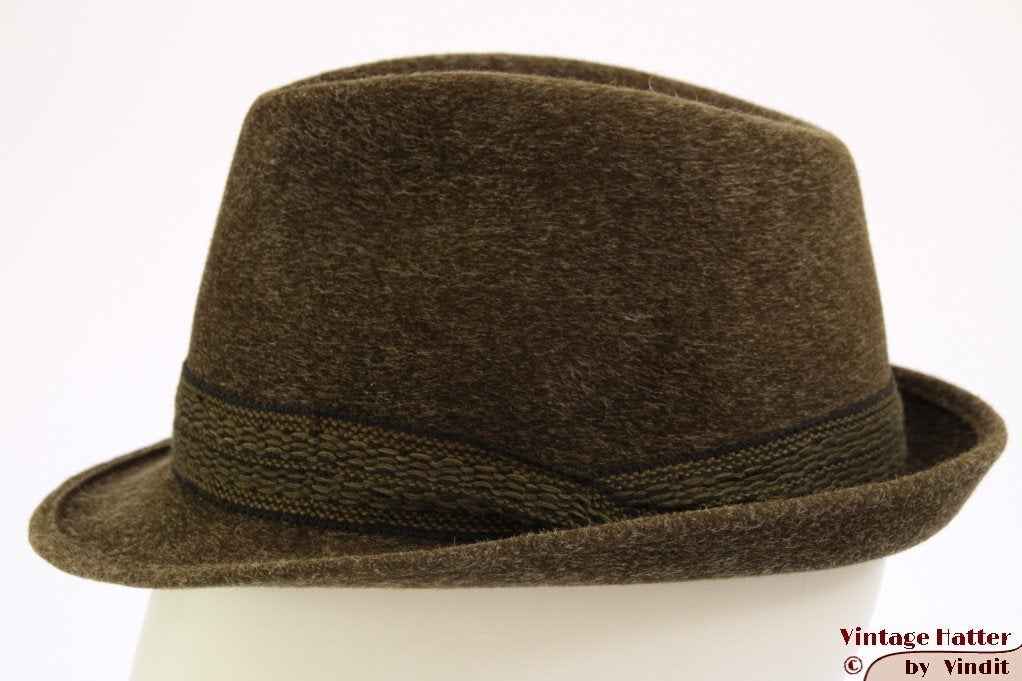 Vintage Jacht gleufhoed groen haarvilt 55 = S tot XS, Ophalen of Verzenden, Gedragen, 57 cm (M, 7⅛ inch) of minder, Hoed