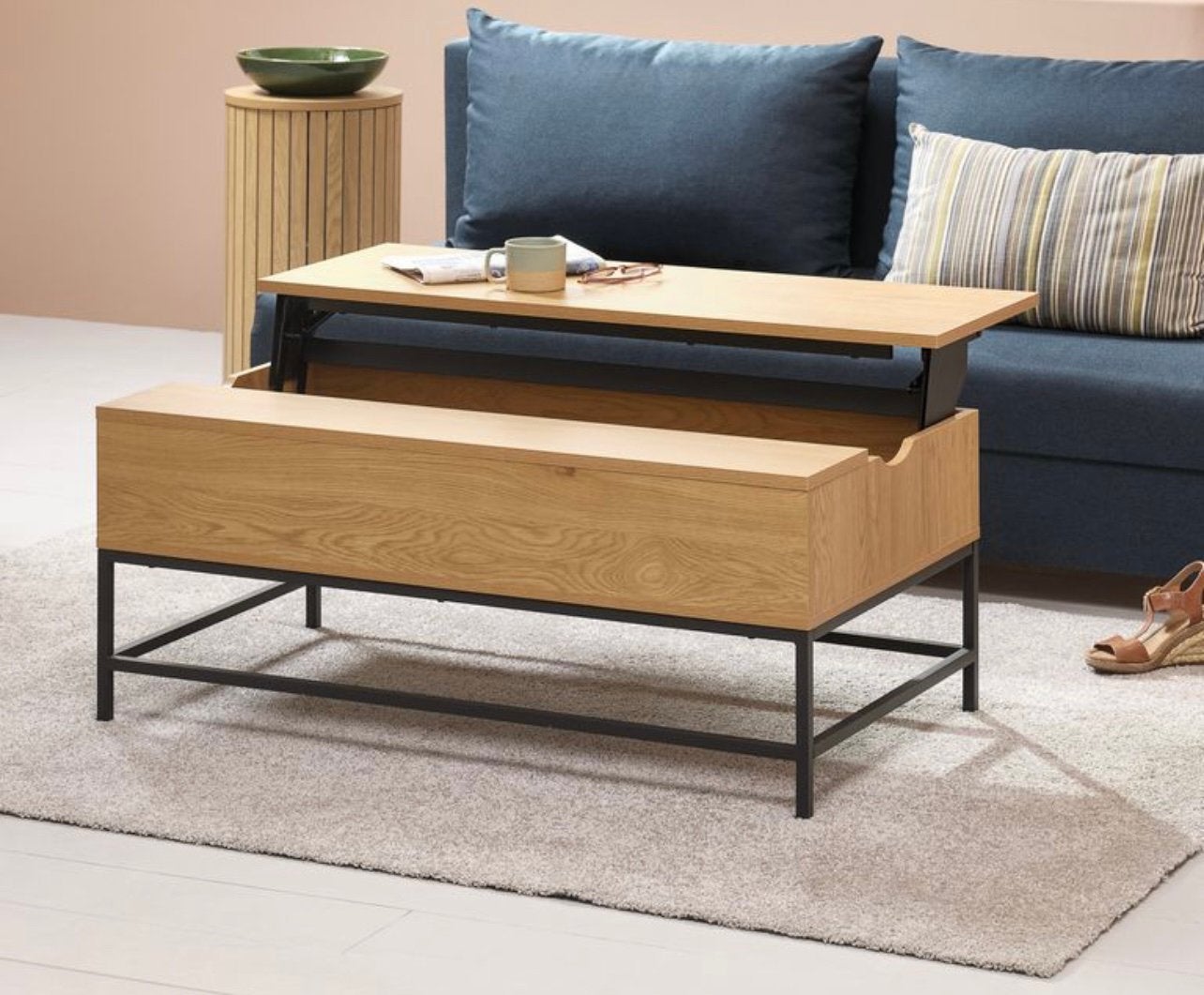 Salontafel uitklapbaar, Ophalen, 100 tot 150 cm, 50 tot 100 cm, Zo goed als nieuw