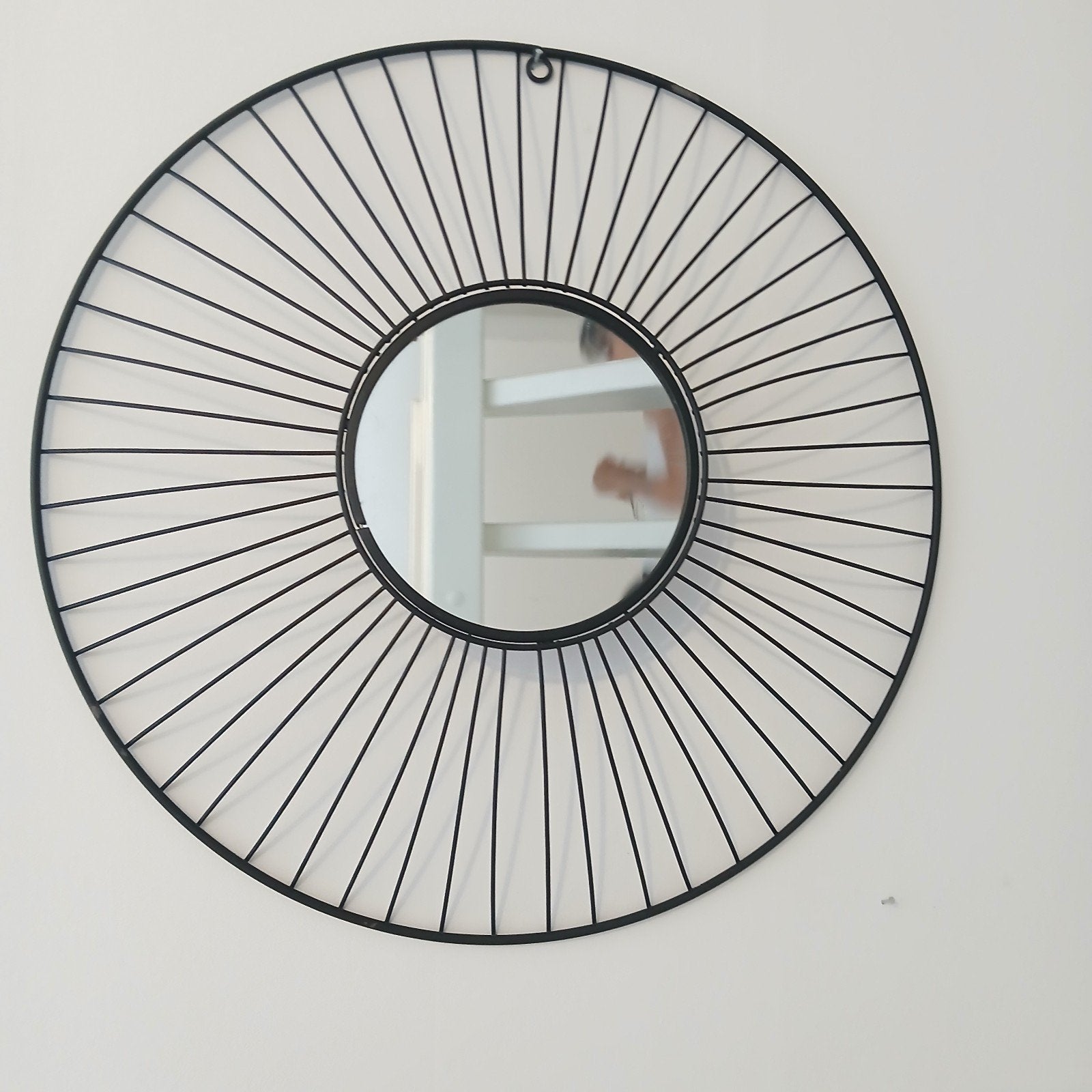 Ronde spiegel met metalen frame - Zwart, Ophalen of Verzenden, Rond
