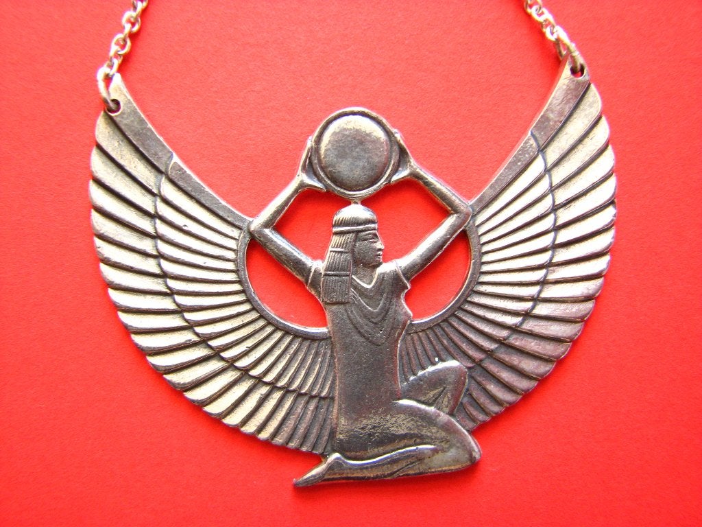 Mooie Fijne Zilveren Ketting met de Egyptische Godin Isis, Sieraden, Tassen en Uiterlijk, Antieke sieraden, Verzenden, Zilver