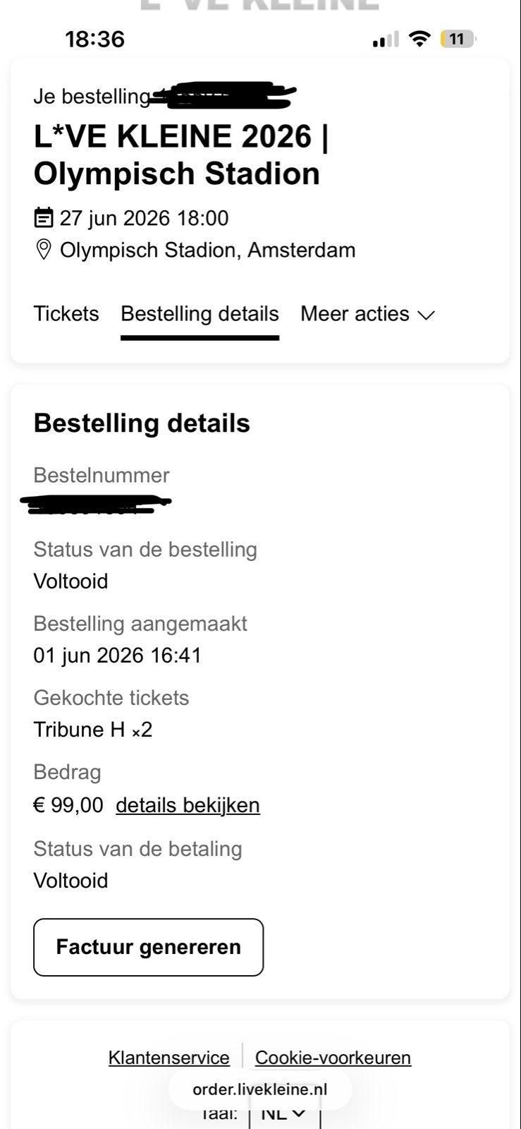 Kaartjes Lil Kleine 27 Juni, Twee personen, Juni