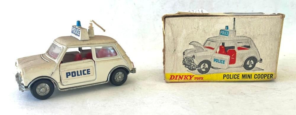 Mini Cooper MTB 21K POLICE Dinky Toys # 250., Ophalen of Verzenden, Gebruikt, Auto, Dinky Toys
