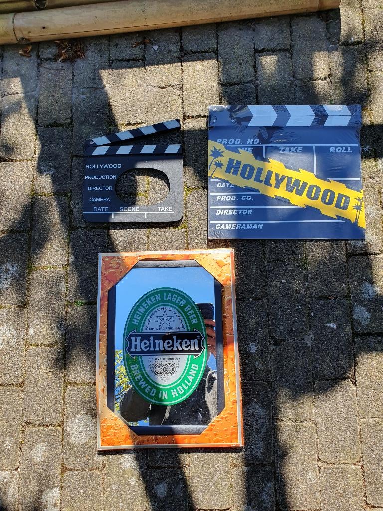 heineken spiegel, Verzamelen, Ophalen, Gebruikt, Reclamebord, Plaat of Schild, Heineken