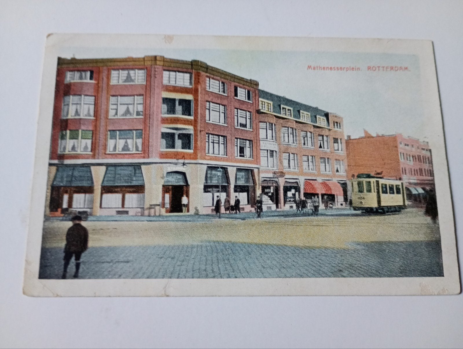 Rotterdam Mathenesserplein met Tram 1929, Ophalen of Verzenden, 1920 tot 1940, Gelopen, Zuid-Holland