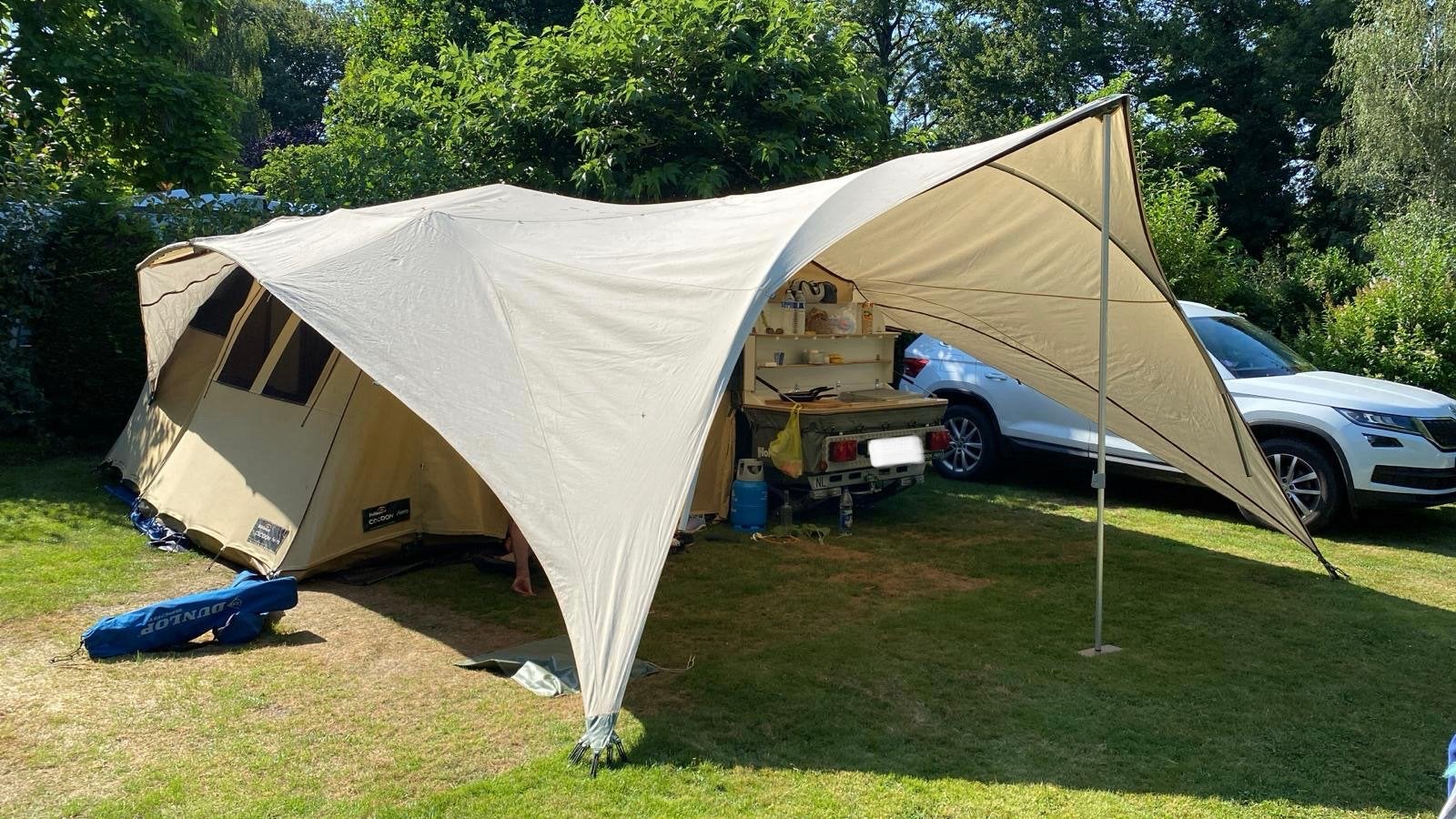Cocon Aero Windforce vouwwagen met complete uitrusting, Caravans en Kamperen, Ophalen, Meerkleurig, Aanwezig, Tot en met 6
