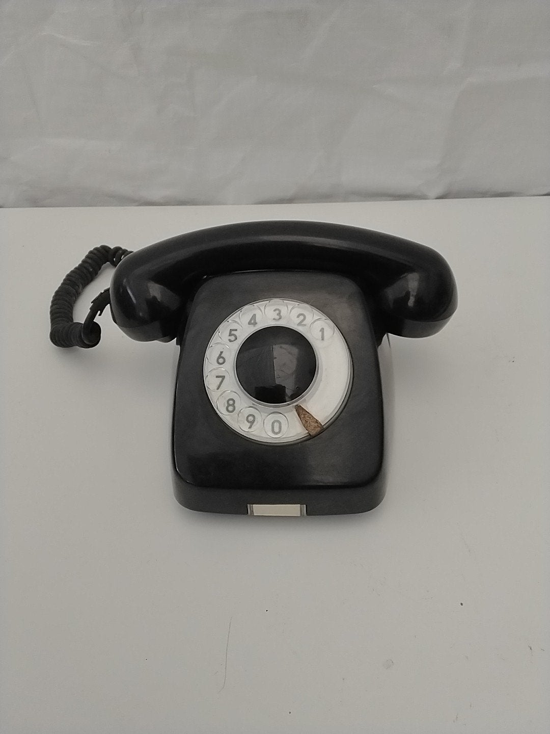 Vintage Zwarte Telefoon met Draaischijf, Ophalen of Verzenden, Gebruikt, Met draaischijf