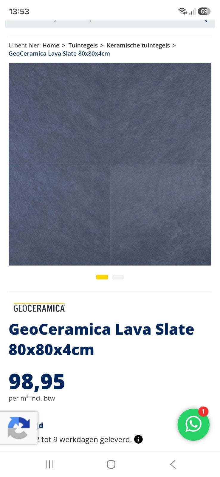3 Nieuwe Geoceramica Lava Slate tuintegels 80x80, Ophalen, Keramiek, Nieuw, Minder dan 5 m²