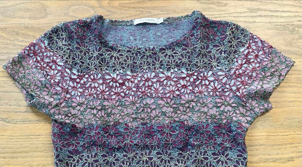 Jacqueline Riu top met korte mouwen, maat S/M, Kleding | Dames, Ophalen of Verzenden, Zo goed als nieuw, Paars, Korte mouw