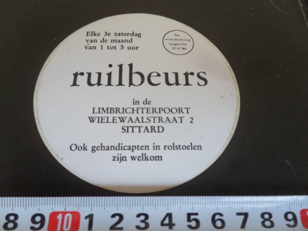 sticker Sittard ruilbeurs Limbrichterpoort Wielewaalstraat 2, Ophalen of Verzenden, Zo goed als nieuw
