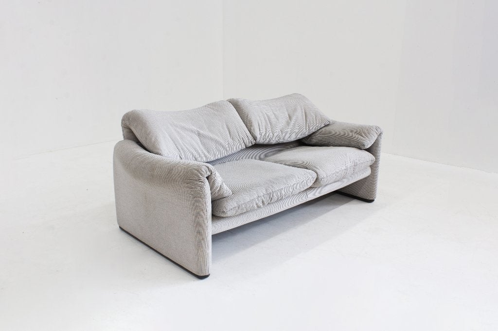 Vintage Cassina Maralunga 2 zits sofa Vico Magistretti, Design, 150 tot 200 cm, Tweepersoons, 75 tot 100 cm