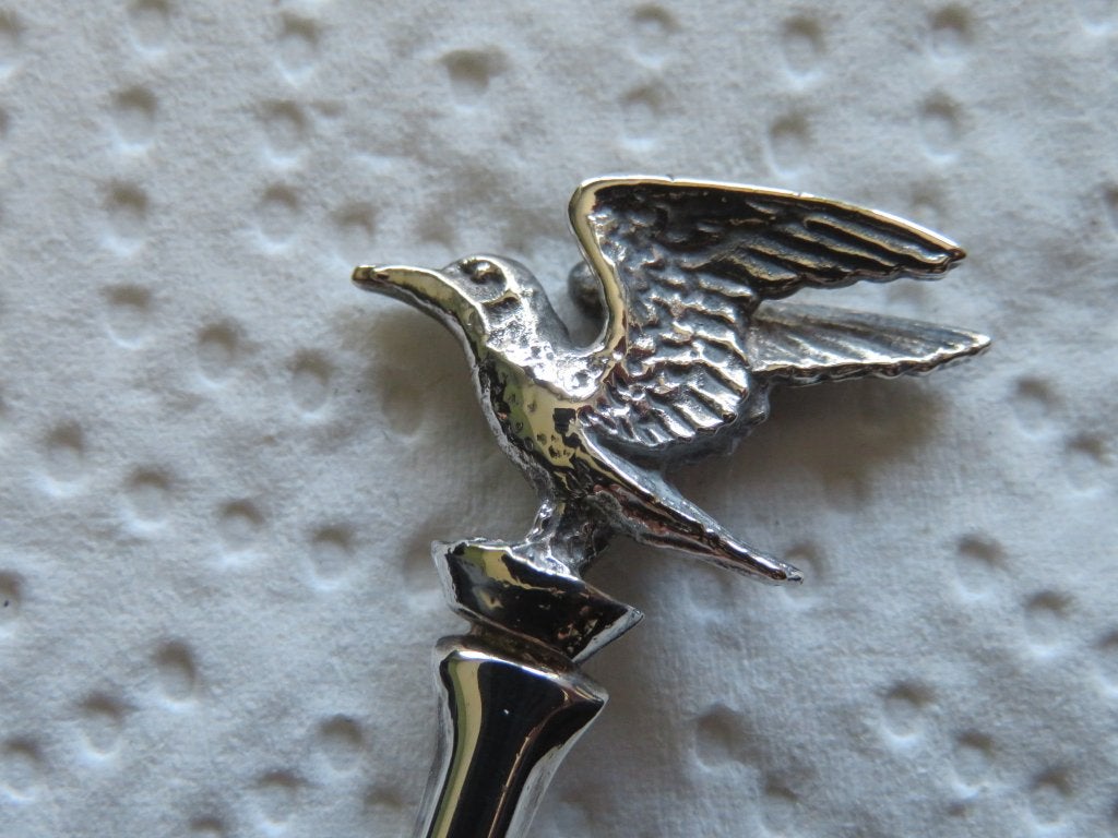 Verzilverd Keltum Lepeltje Zeemeeuw / Vogel in 3D, Verzamelen, Overige materialen, Verzenden, Verzilverd, Zo goed als nieuw