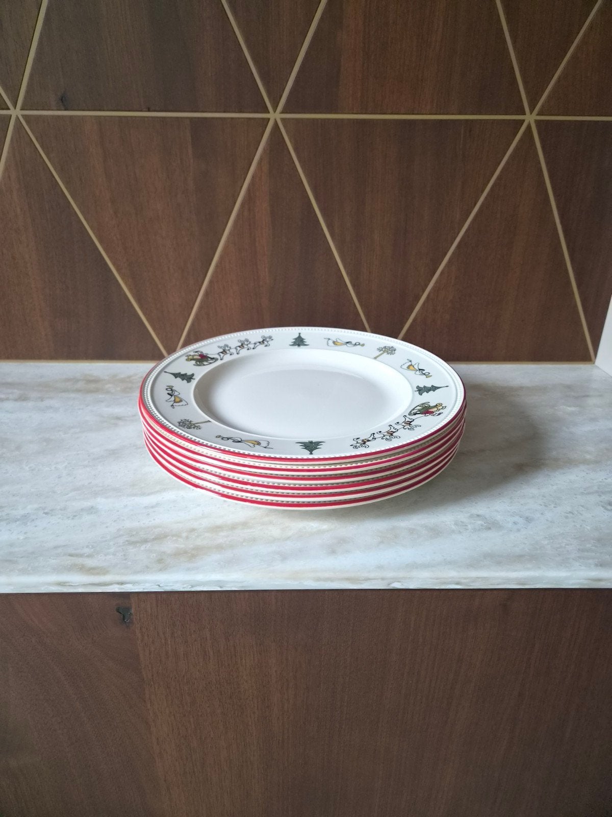 Wedgwood Windsor Christmas dinerborden - 6 stuks, Ophalen of Verzenden