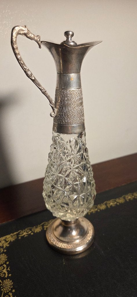 Karaf Kristalglas Verzilverd, Antiek en Kunst, Ophalen of Verzenden