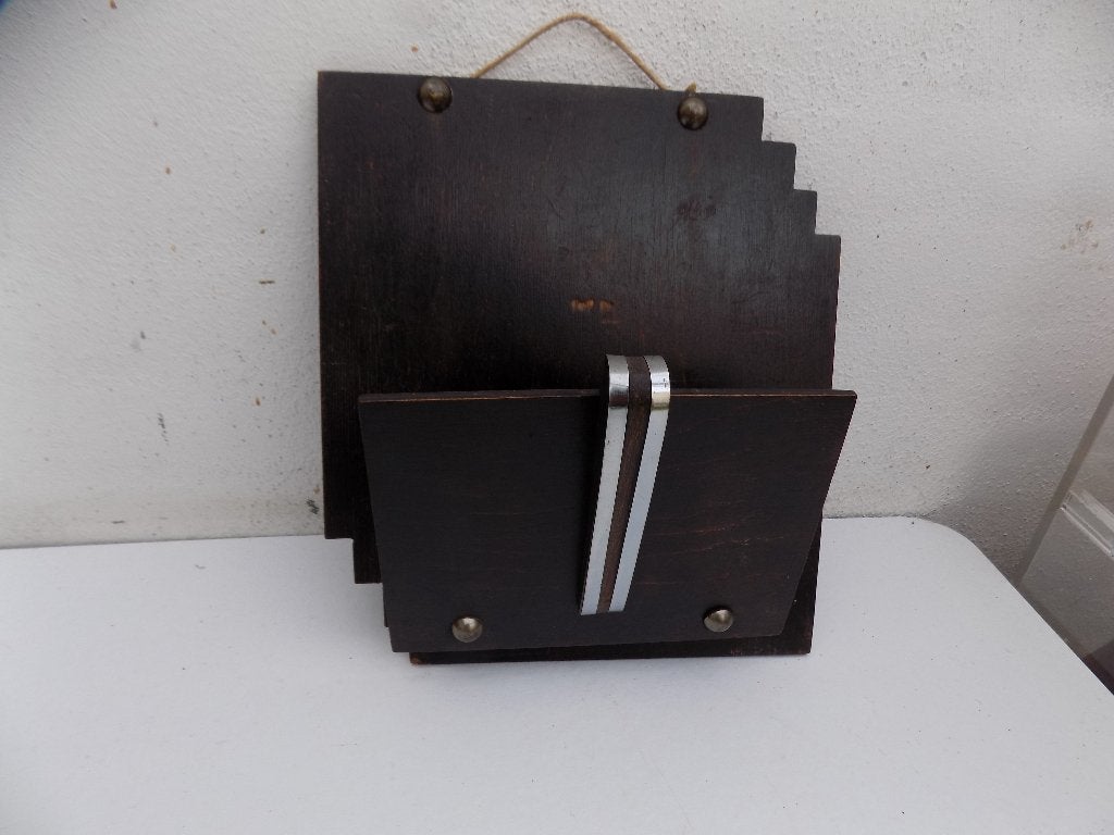 Art deco brievenstandaard krantenstandaard lektuurhouder, Ophalen of Verzenden, Gebruikt, Hout