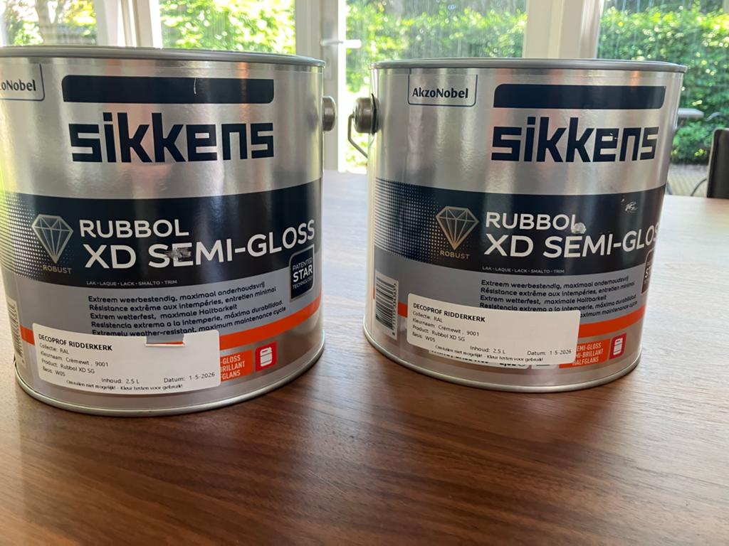 Sikkens Rubbol XD Semi-Gloss Lakverf 2x 2.5L RAL 9001, Overige kleuren, 5 tot 10 liter, Nieuw, Ophalen of Verzenden
