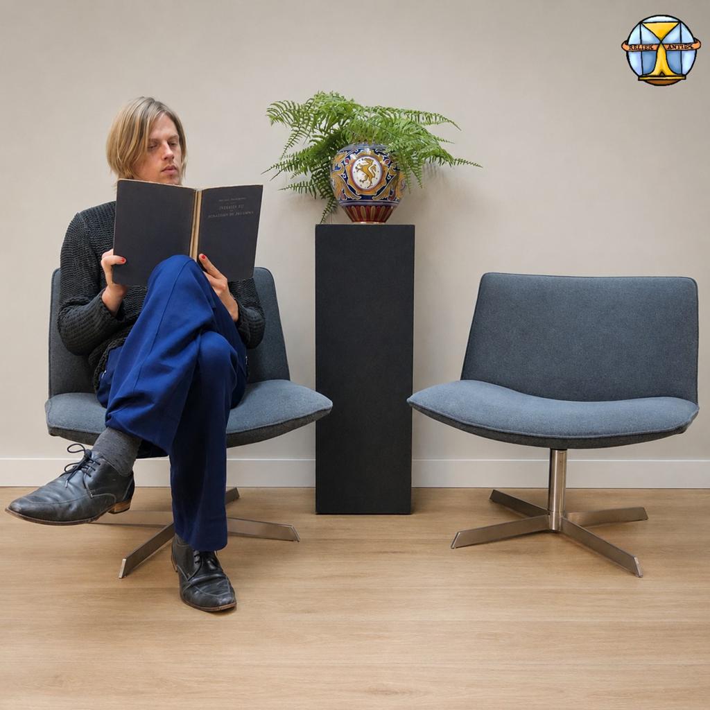 Set 2x Arper Catifa 80 lounge stoelen grijze stof / chrome, Ophalen of Verzenden